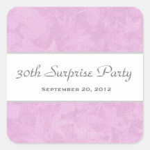 Pink Silver Muted Leaves Pattern Surprise Party Sticker