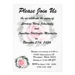 Pink Single Rose rubbed Scratch Frame Personalized Invitations
