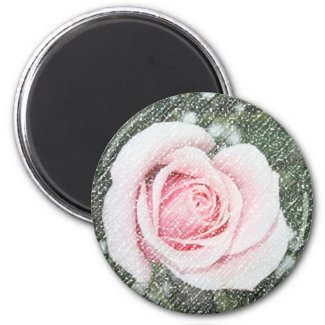 Pink Single Rose Scratched and Faded magnet