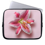 Pink Single Stargazer Lily Laptop Computer Sleeves