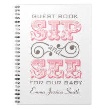 Pink Sip And See Celebration Register Book Journal