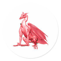 Pink Sitting Dragon stickers by towalj Pink Sitting Dragon stickers