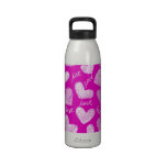 Pink sketchy hearts Water Bottle