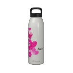 Pink sketchy Hearts with Name Water Bottle