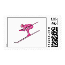 Pink Ski Fast Stamps