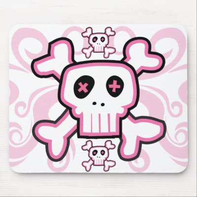 Pink Skull and Cross Bones mouse pad by DedicatedDesigns