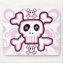 Pink Skull and Cross Bones mouse pad mousepads