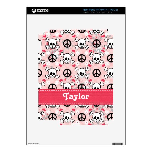 Pink Skull and Crossbones iPad 3 Ski Decal For iPad 3