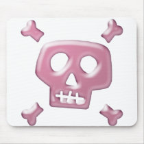 Pink Skull and Crossbones Mouse Pads
