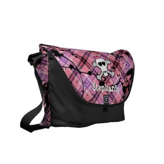 Pink Skull and Crossbones Personalized Book Bag rickshawmessengerbag