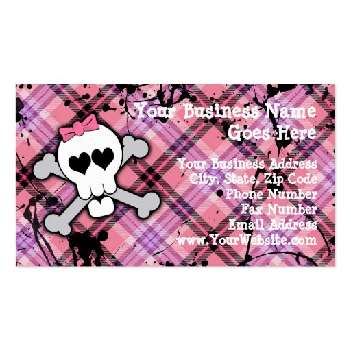 Pink Skull and Crossbones with Hearts and Bow Business Cards
