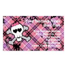 Pink Skull and Crossbones with Hearts and Bow Business Cards