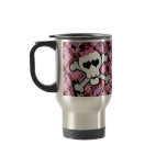 Pink Skull and Crossbones with Hearts and Bow Coffee Mugs