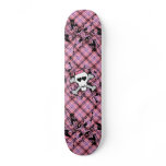 Pink Skull and Crossbones with Hearts and Bow Skateboard Deck