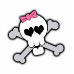 Pink Skull and Crossbones with Hearts and Bow t-shirts