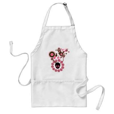 Pink Skull and Flower Circles Aprons by doonidesigns