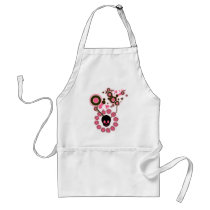 Pink Skull and Flower Circles aprons by doonidesigns Pink Skull and Flower Circles aprons