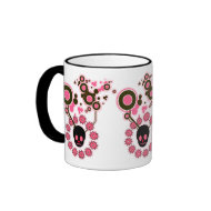Pink Skull and Flower Circles mug
