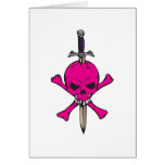 Pink Skull and Sword Card