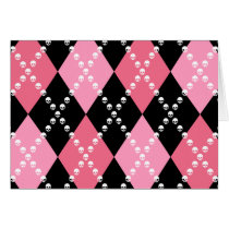 Pink Skull Argyle Card