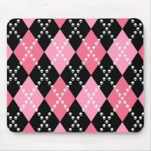 Pink Skull Argyle Mouse Pad
