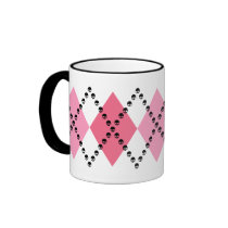 Pink Skull Argyle Coffee Mugs