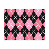 Pink Skull Argyle postcards