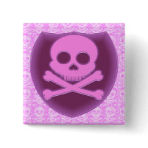 Pink Skull Badge Buttons