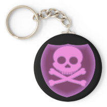 Pink Skull Badge Keychain