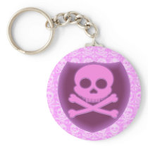 Pink Skull Badge Keychain