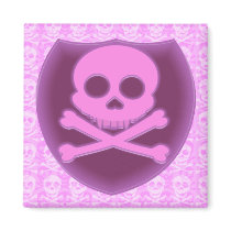 Pink Skull Badge Magnets