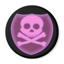 Pink Skull Badge Magnets