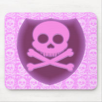 Pink Skull Badge Mousepad