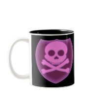 Pink Skull Badge Mugs