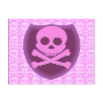 Pink Skull Badge Notes Card Postcards