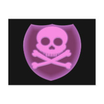 Pink Skull Badge Postcard