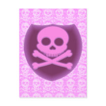 Pink Skull Badge Postcard