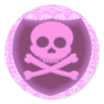 Pink Skull Badge Stickers