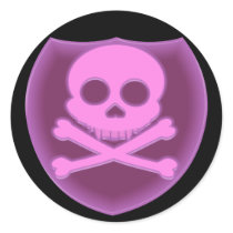 Pink Skull Badge Stickers