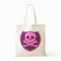 Pink Skull Badge Tote Bags