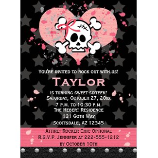 Pink Skull Birthday Invitations