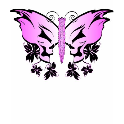 Pink Skull Butterfly Tshirts by dlreyes41
