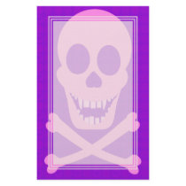 Pink Skull & Crossbones Blank Stationery