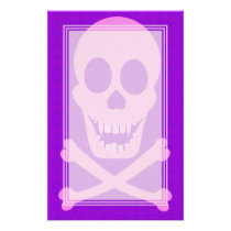 Pink Skull & Crossbones Blank Stationery