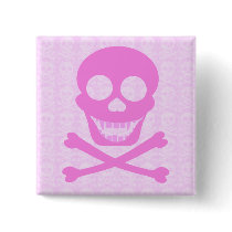 Pink Skull & Crossbones Buttons