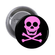Pink Skull & Crossbones Buttons
