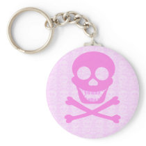 Pink Skull & Crossbones Keychain