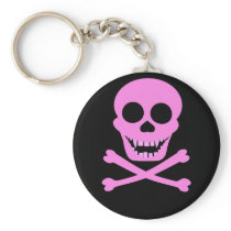 Pink Skull & Crossbones Keychain