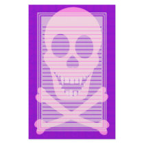 Pink Skull & Crossbones Lined Stationery