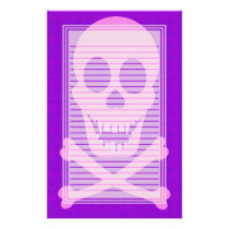 Pink Skull & Crossbones Lined Stationery